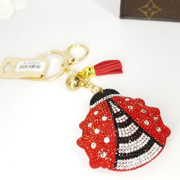 NEW Red Ladybug Crystal Keychain Purse Bag Charm - Picture 4 of 4